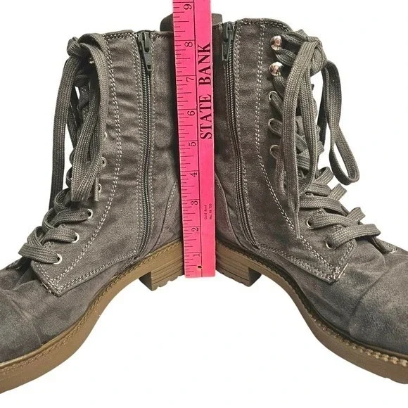 Combat Lace Up Zip Boots Gray Women's Size 7.5 Y2K‎ - Picture 4 of 7